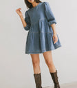 Mini denim dress in medium wash
