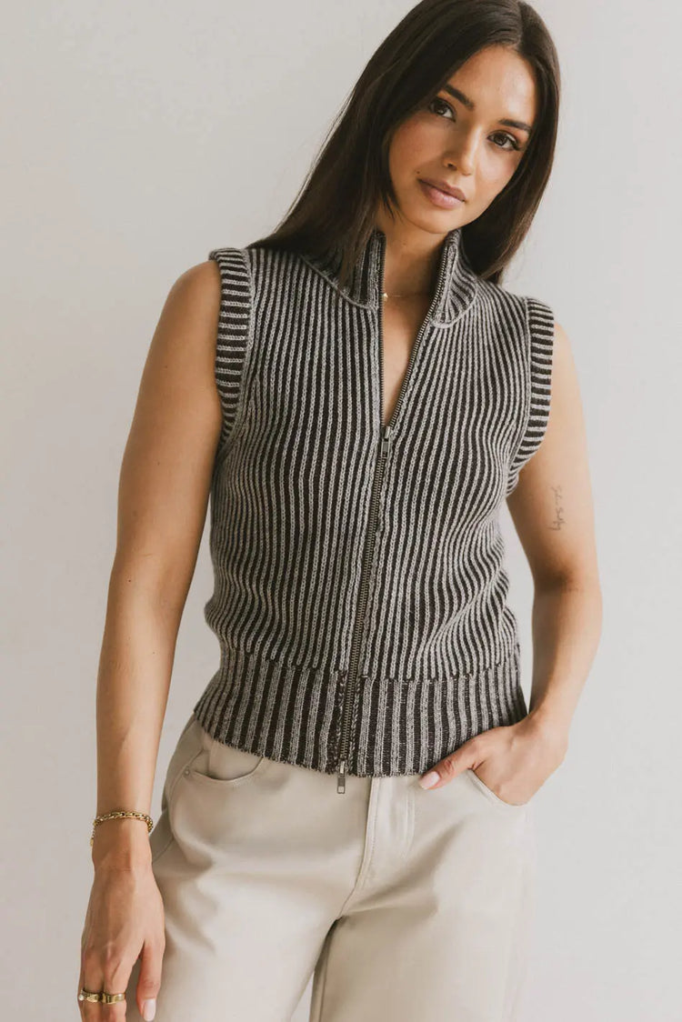 Zip up vest sweater