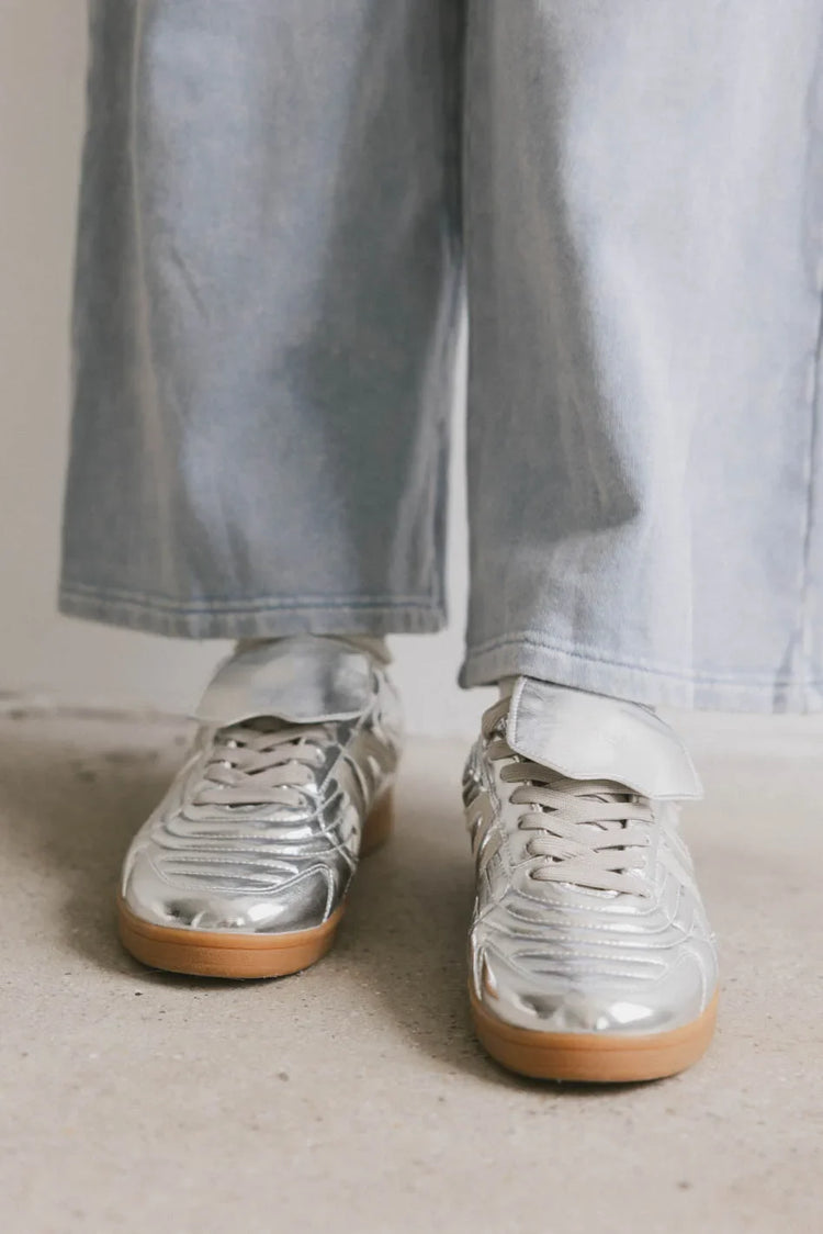 Silver color shoes