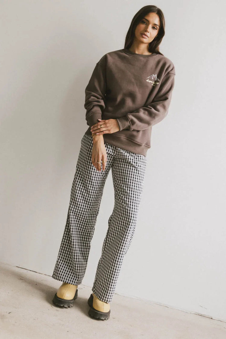 Gingham pants in black
