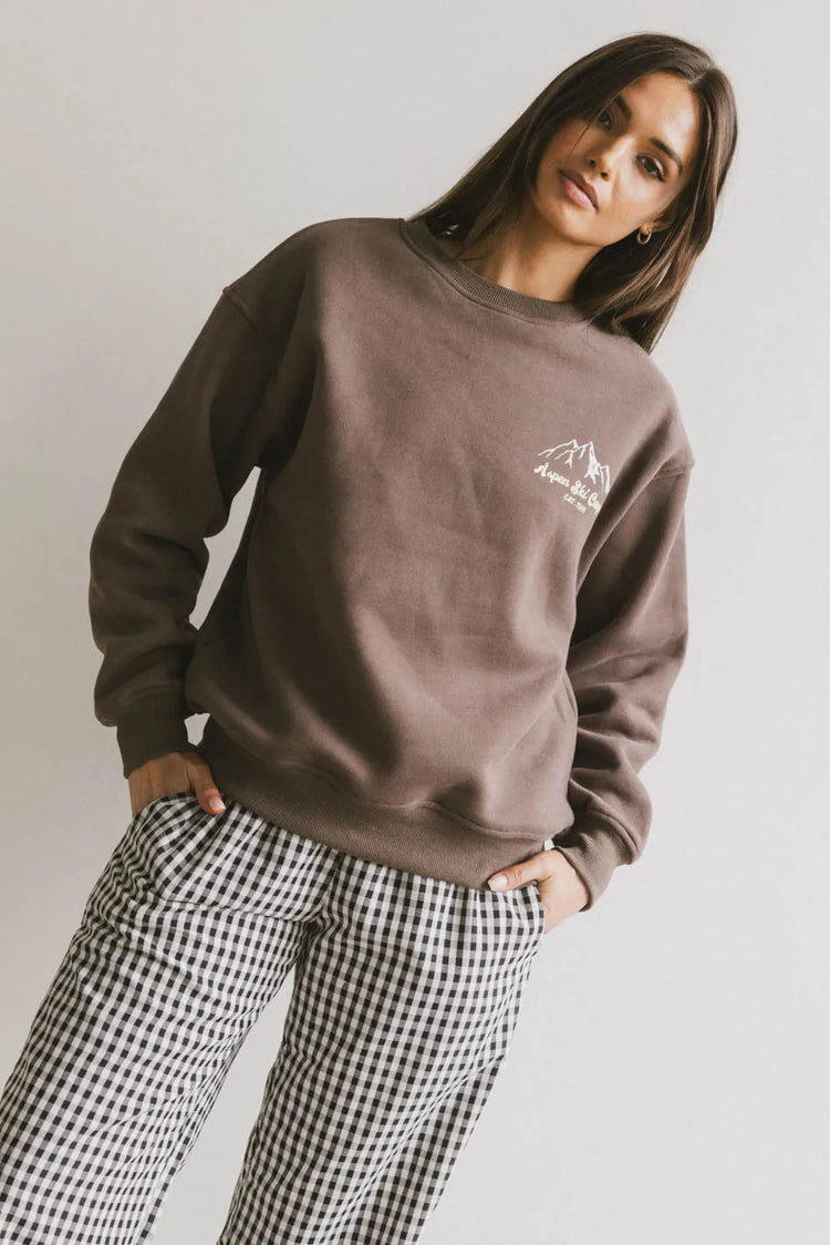 Aspen Ski Camp Crewneck in Brown - FINAL SALE