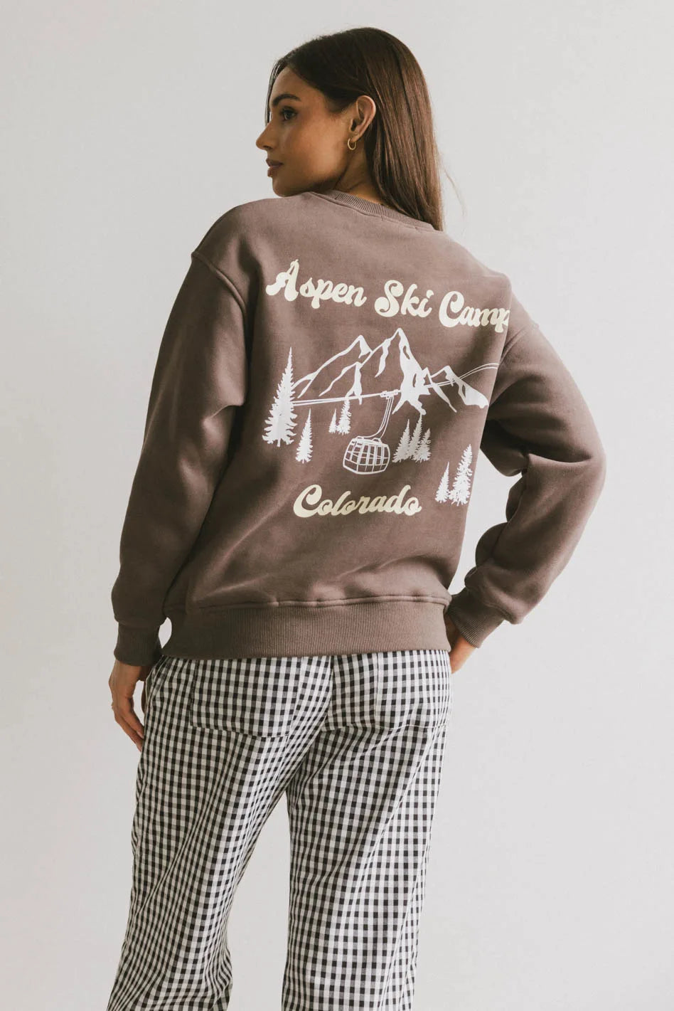 Printed back sweatshirt in brow