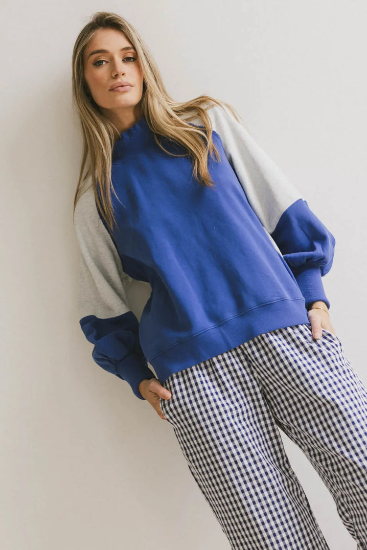 Color block sweater in blue