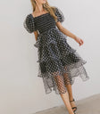Puff sleeves dress in black