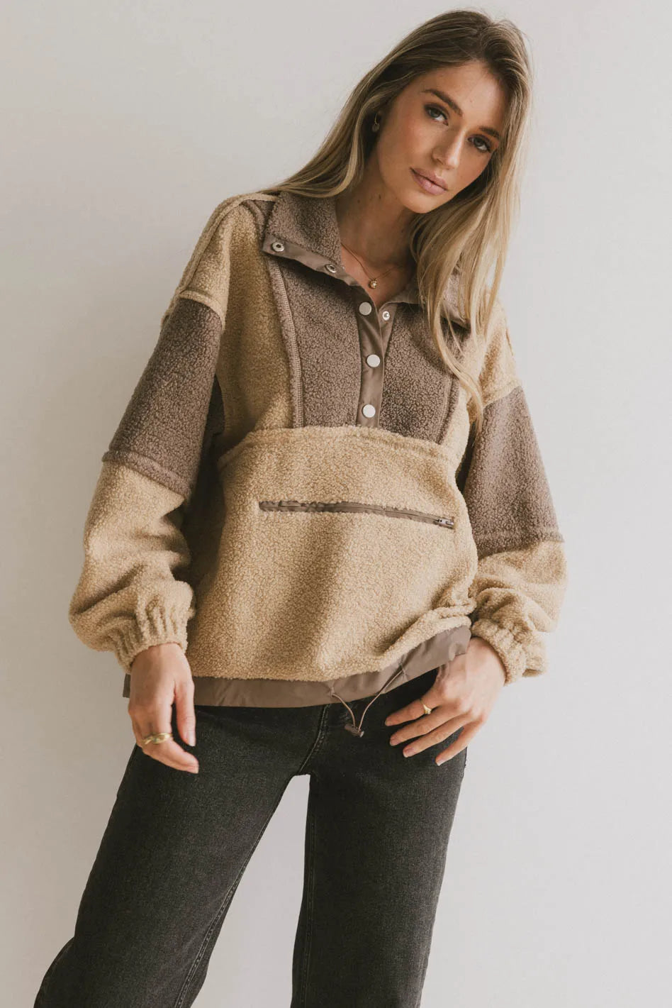 Colorblock jacket in brown