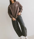 Ribbed hem sweatshirt in brown