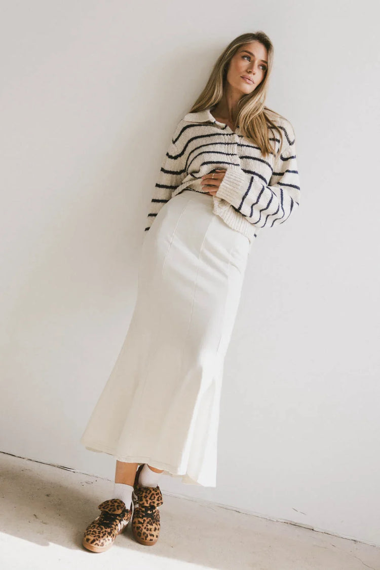 Midi skirt in cream