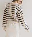Long sleeves striped cardigan in cream