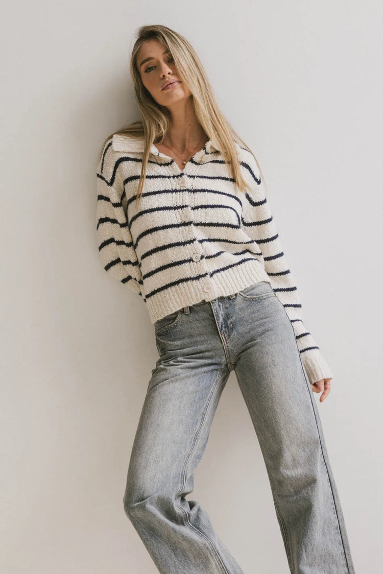 Striped cardigan in cream