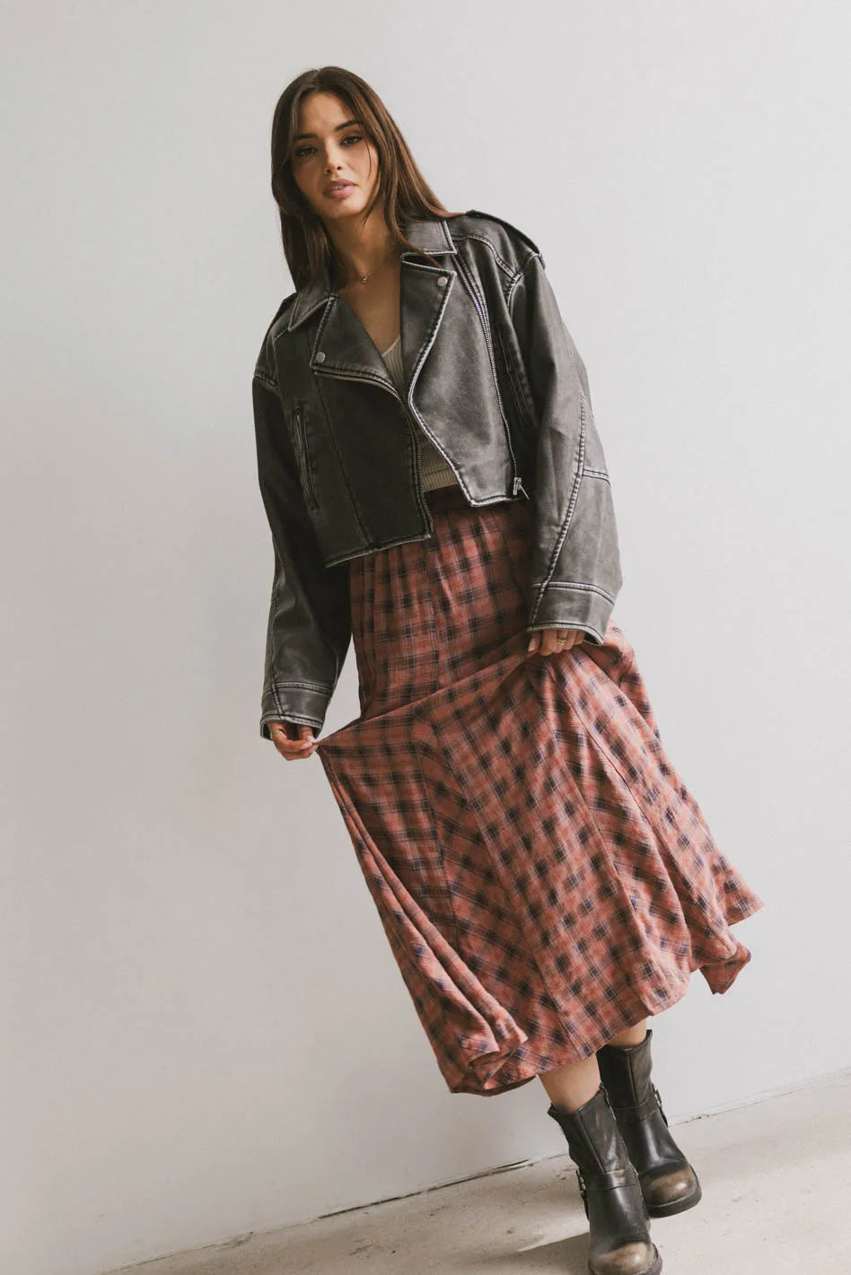 Woven maxi skirt in red