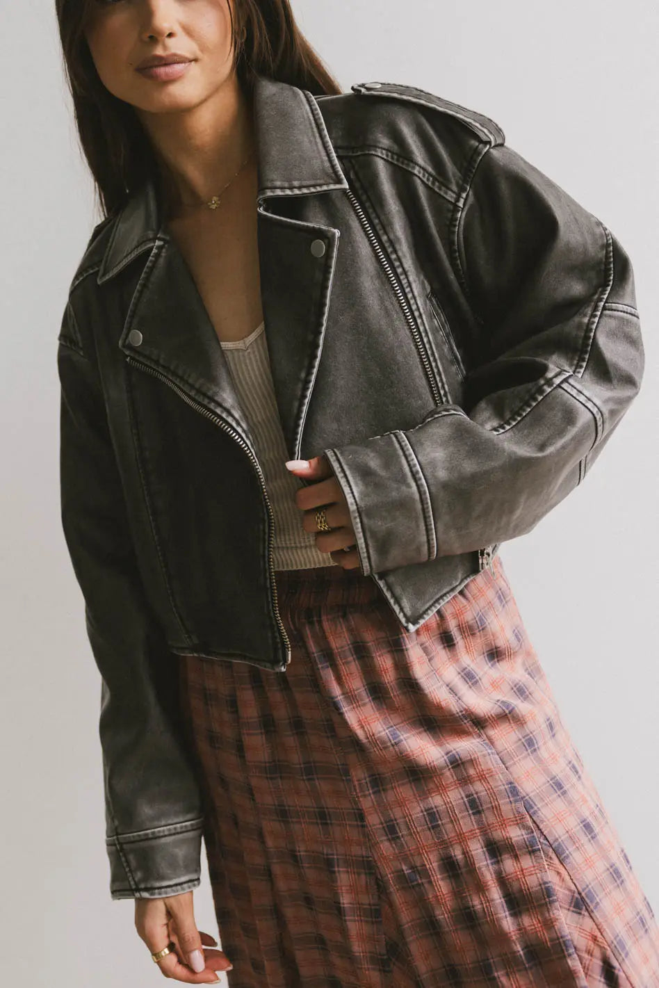 Long sleeves vegan moto jacket