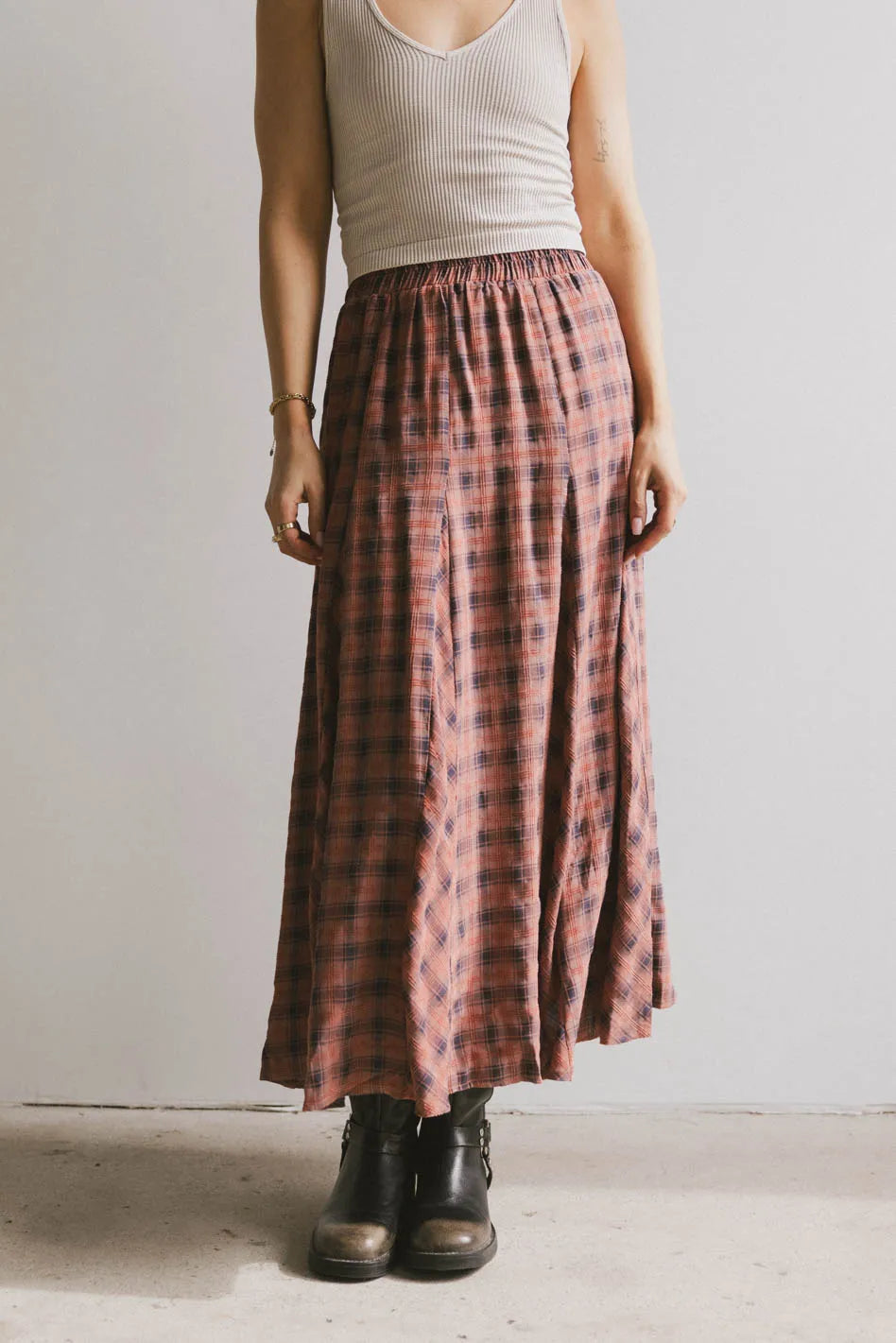 Tiered maxi skirt in red