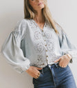 Embroidered detailed top in denim