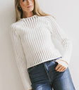 Ruby Striped Sheer Sweater in White - FINAL SALE