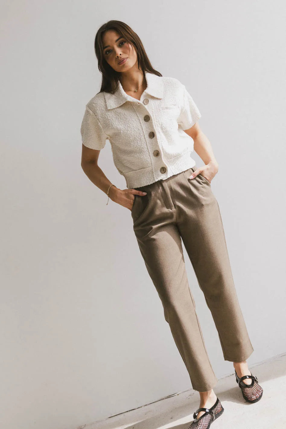 Two hand pockets pants in mocha