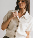 Front pockets sweater in cream