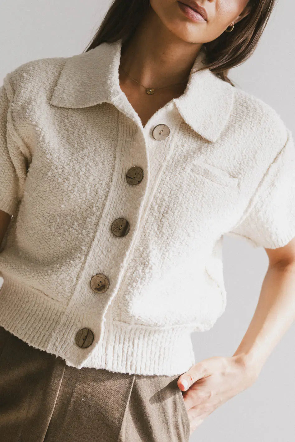 Collared top in cream