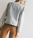 Plain color light wash denim jacket