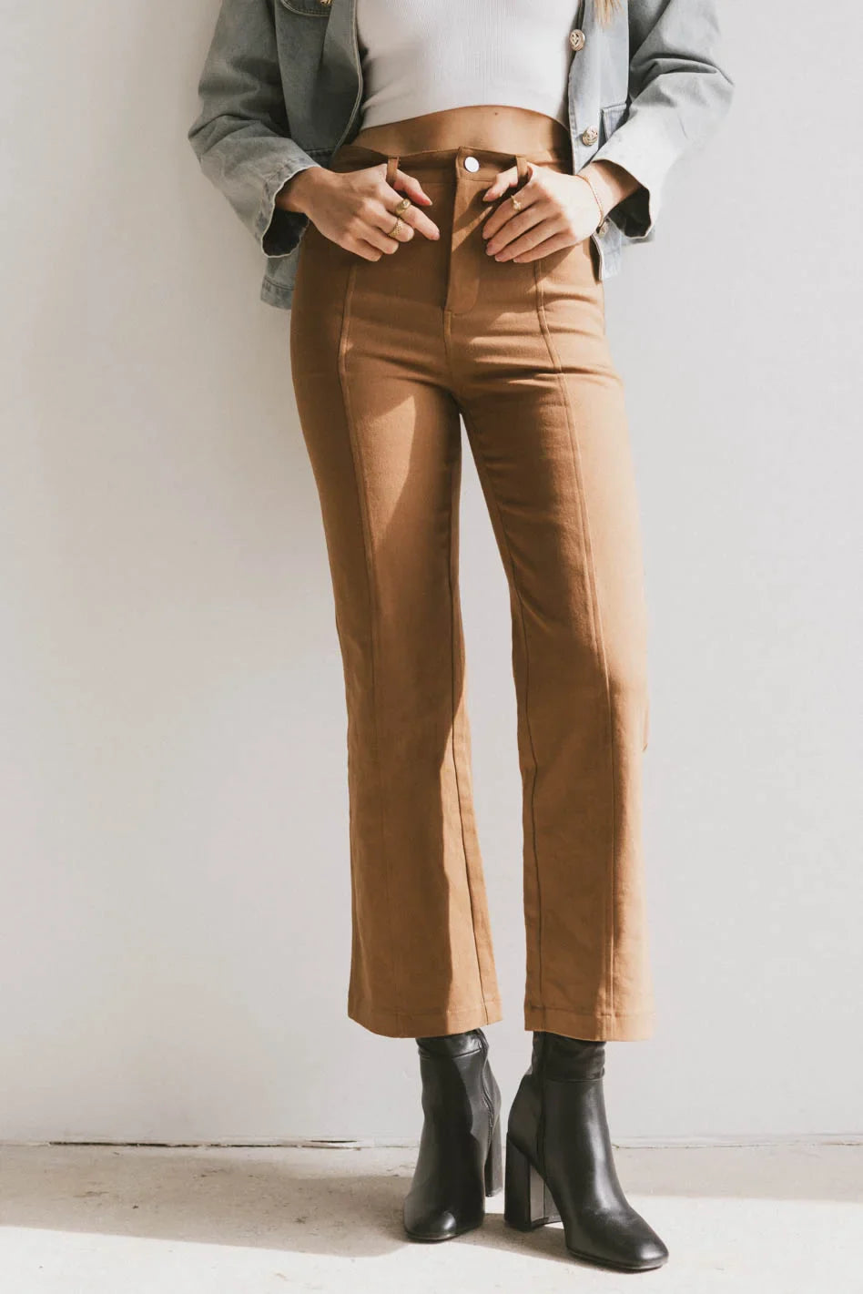 High rise pants in camel