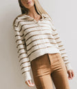 Dolly Striped Knit Cardigan in Olive - FINAL SALE