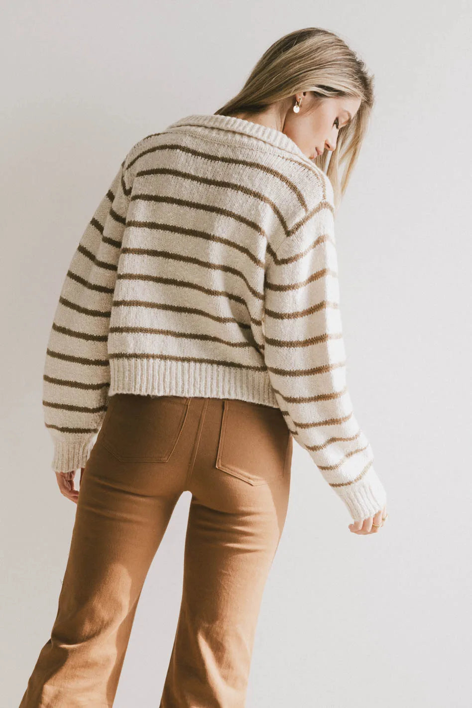 Striped sweater in olive