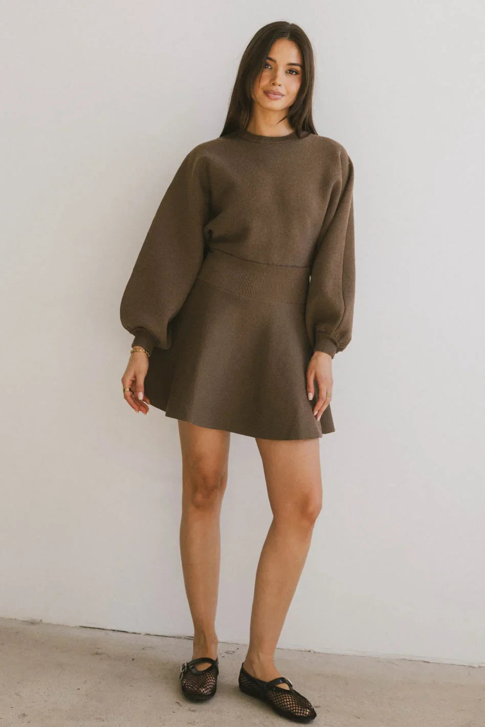 Dolores Knit Mini Dress in Mocha - FINAL SALE