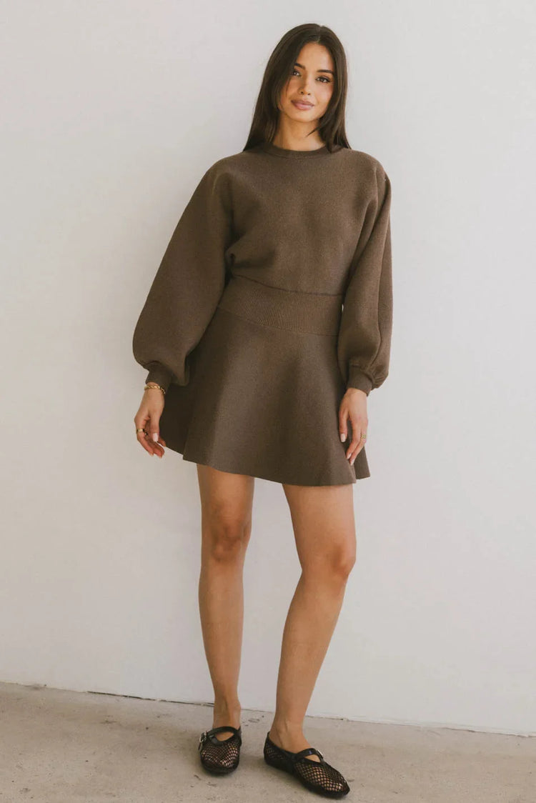 Dolores Knit Mini Dress in Mocha - FINAL SALE
