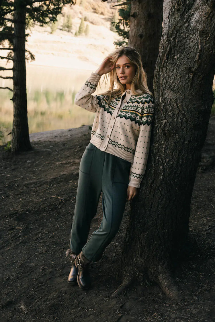 Knit pants in hunter green