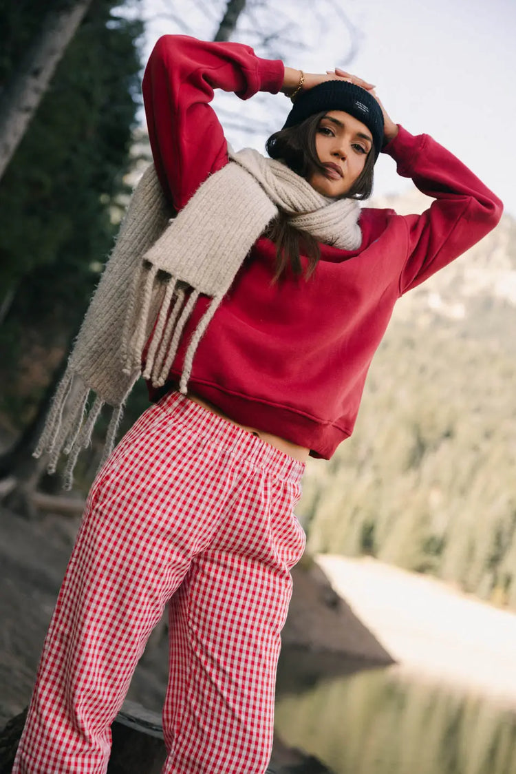 Knit sweatshirt in red