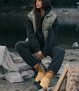 front zipper puffer vest in olive