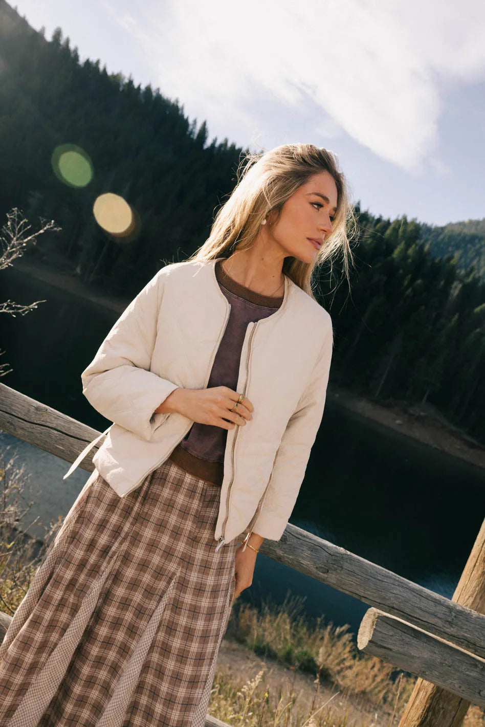 Front zipper jacket in natural