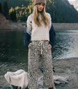 Wide leg pants in leopard print