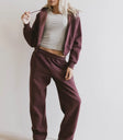 Knit hoodie in burgundy