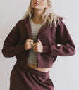 Zip up hoodie in burgundy