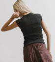 Plain color top in black