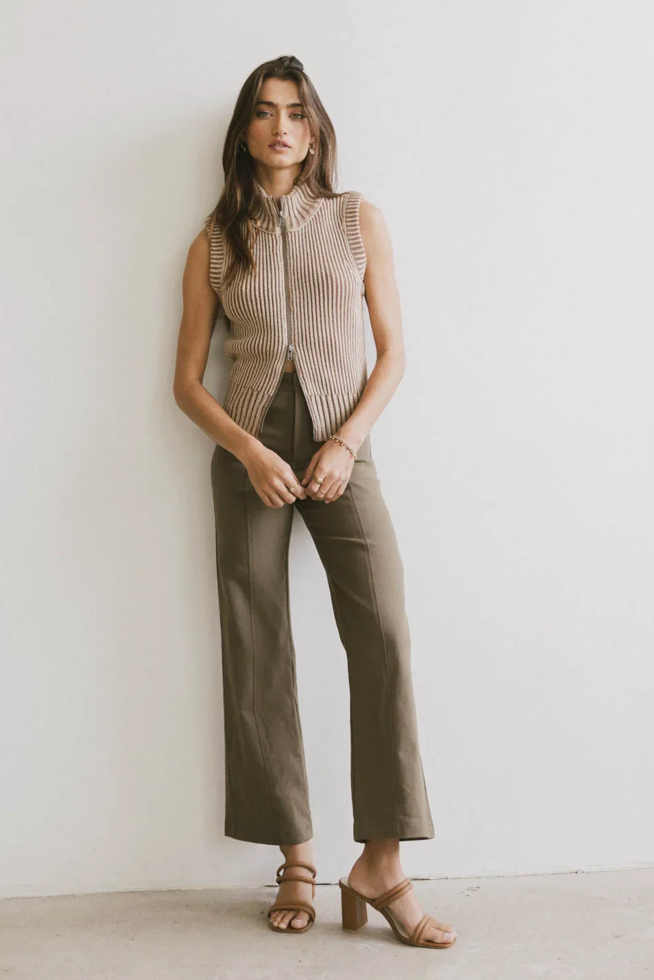 Mock neck top in mocha