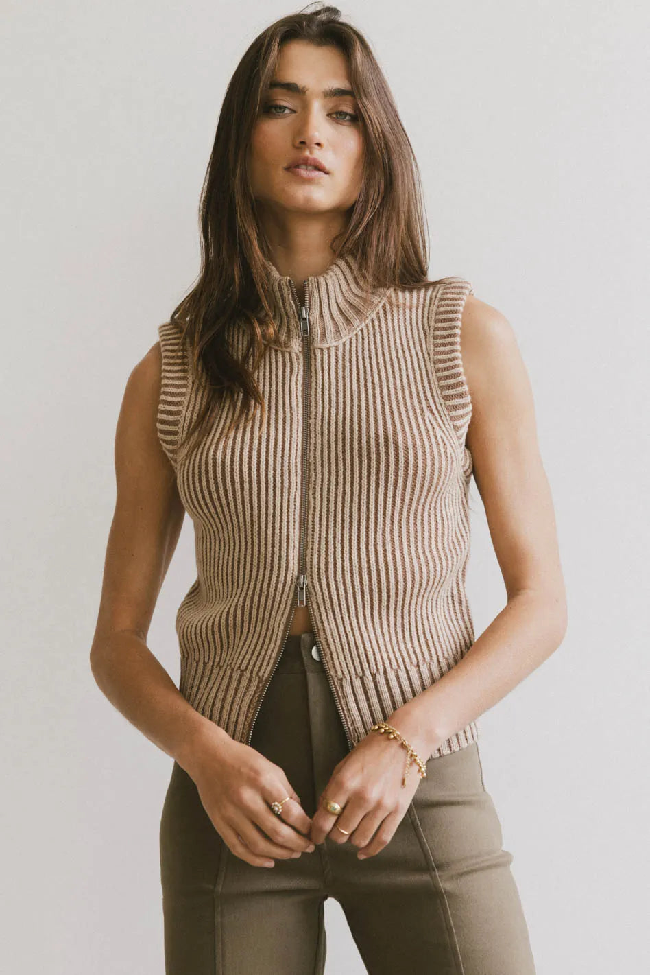 Front zip up top in mocha