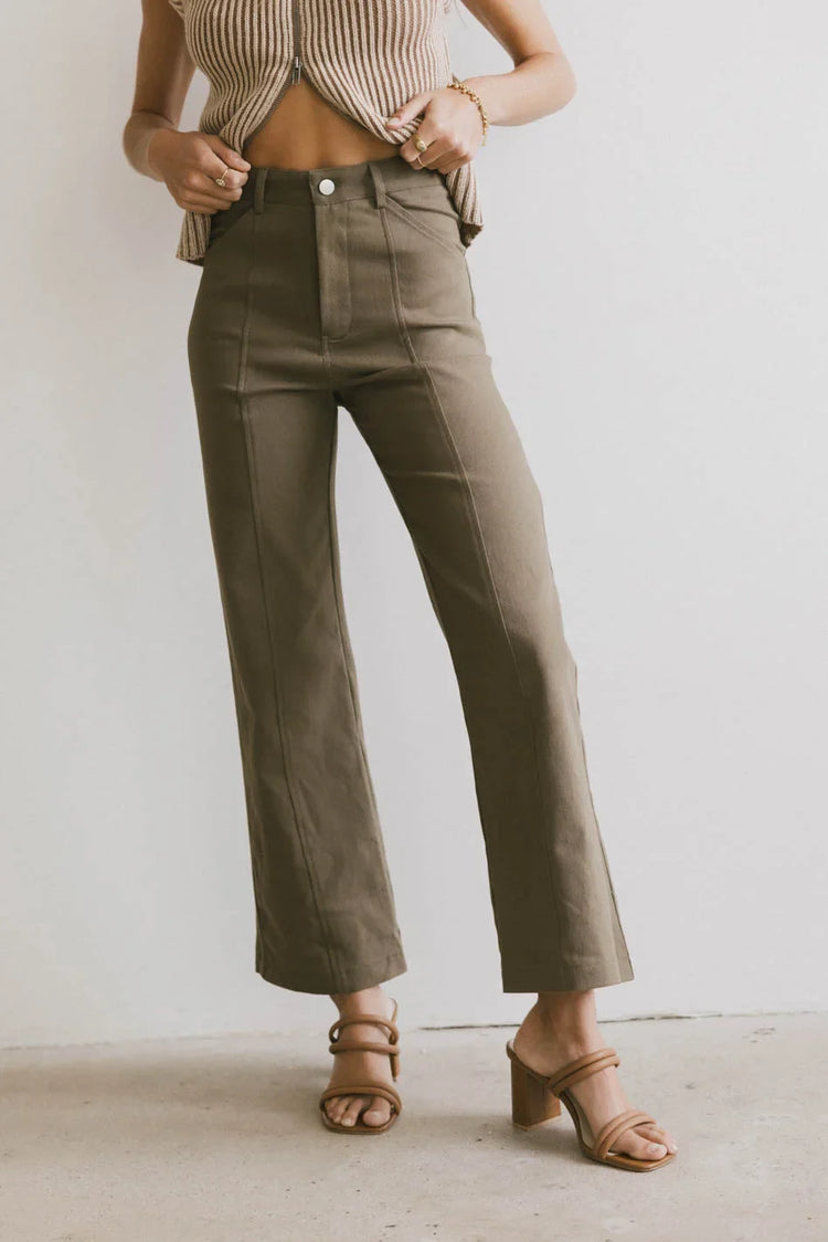 High rise pants in olive