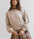 Round neck sweater in tan