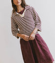 Striped top in burgundy