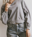Round neck top in grey