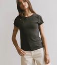 Round neck basic top in grey