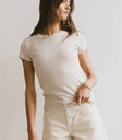 Round neck top in ecrue