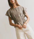Woven top in olive