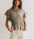 Round neck top in olive