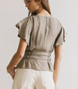 Ruffled sleeves top in olive