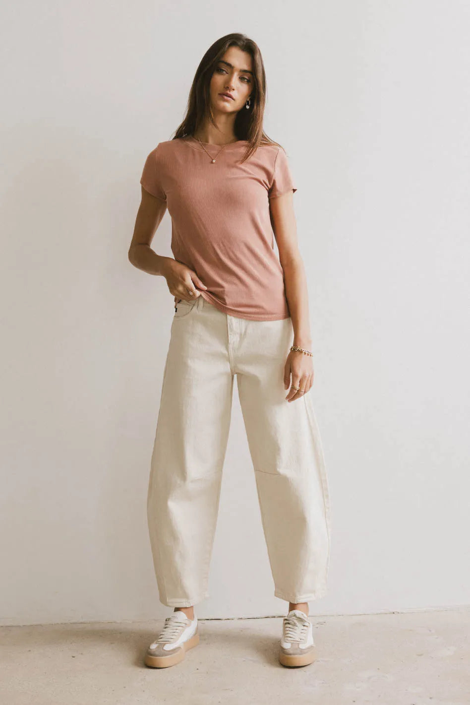 Knit top in terracotta