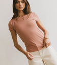 Short sleeves top in terracotta