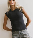 Round neck top in blue