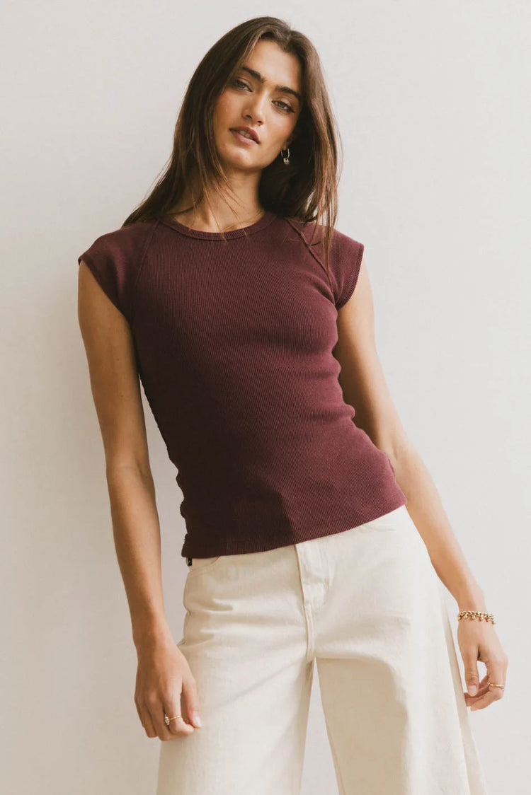 Knit top in wine